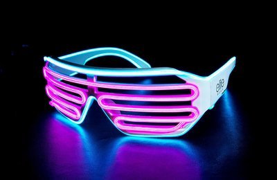Shutter Shades Wired Light Up Glasses - Aqua | Pink