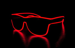 Light Up Glasses Wired -Red Wayfarer